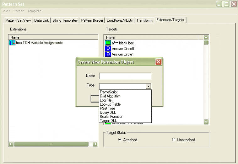 PatternStream interface for defining extension objects